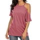 thumbnail image 4 of Camiseta de mujer Verano con hombros descubiertos Blusa de manga corta Top suelto, Rosa, M Methold AP001354-12, 4 of 5