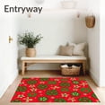 thumbnail image 3 of ODIKA 5'x7' Machine Washable Non-Slip Area Rug, Festive Holly Wreath Holiday Accent with Berries High Traffic Rug, Red, 611603, 3 of 7