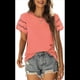 thumbnail image 2 of Camisetas de Corta con Encaje para Mujer, Blusas de Verano, Camisetas Informales Holgadas. Naranja Rojo M, 2 of 5