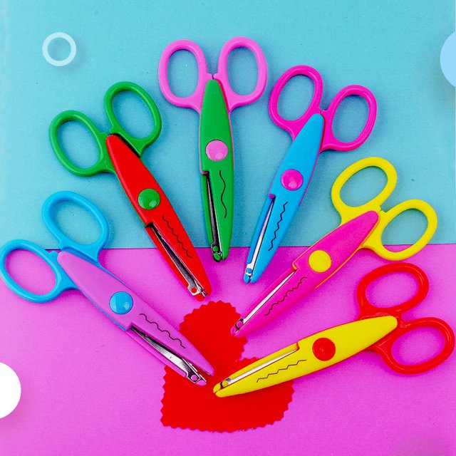 Tijeras de encaje cortadas en papel, álbum de fotos artesanal, tijeras para niños, tijeras de encaje de 5 pulgadas, tijeras para jardín de infantes, corte de fotos