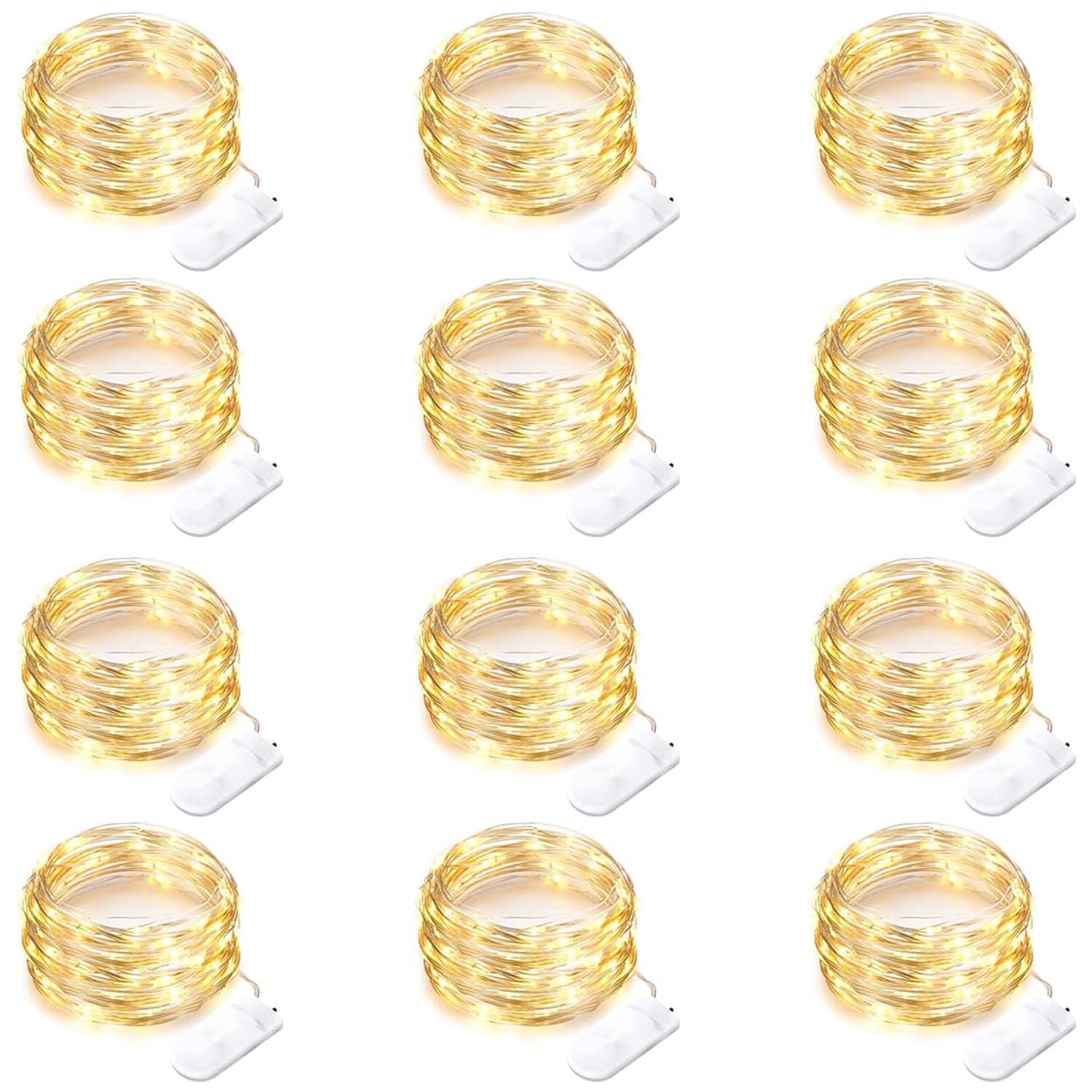 Ayieyill 12Pack Fairy Lights Battery Operated,10ft 30 LED Mini String Lights Waterproof Wire Lights Indoor, Warm White