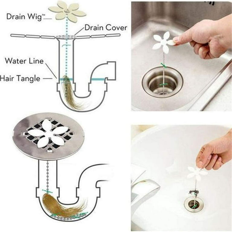 Drain Hair Catcher - Disposable Flower Shower Hair Cleaning Chain, Drain  Clog Remover, Tool for Drain Cleaning - Never Clean a Clogged Drain Again  (10