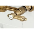thumbnail image 4 of Kingston Brass KS1263BAL Heirloom Double-Handle Wall-Mount Bridge Kitchen Faucet, Antique Brass, 4 of 7