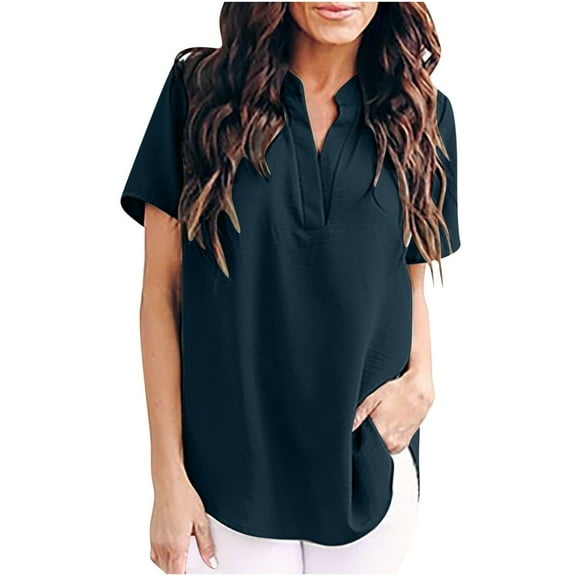 Scyoekwg Womens Dressy Blouses Ladies Blouses Dressy Casual Shirt Comfy Clothes Women's Shirts Casual Womens Summer Fashion Loose Short Sleeve Tops