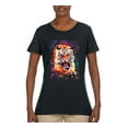thumbnail image 2 of Tiger Growling Colorful Trippy Tie Dye Animal Lover Womens Graphic T-Shirt, Black, Small, 2 of 3