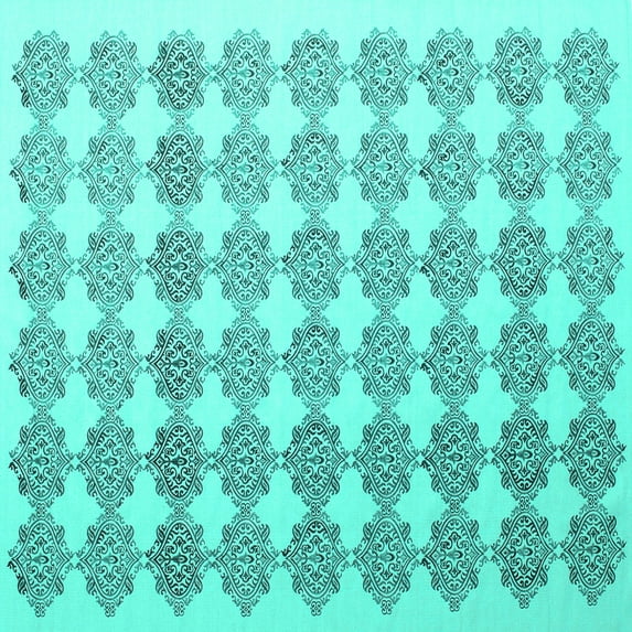 Ahgly Company Machine Washable Indoor Square Abstract Turquoise Blue Contemporary Area Rugs, 6' Square