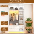 thumbnail image 4 of ANPOO 93'' Tall 3 Door LED Wardrobe Armoire with Top Cabinet, Motion Sensor Light, Mirror, 2 Drawers & Hanging Rod, Large Storage Armoire, White Wood Clothes Cabinet for Bedroom, 4 of 10