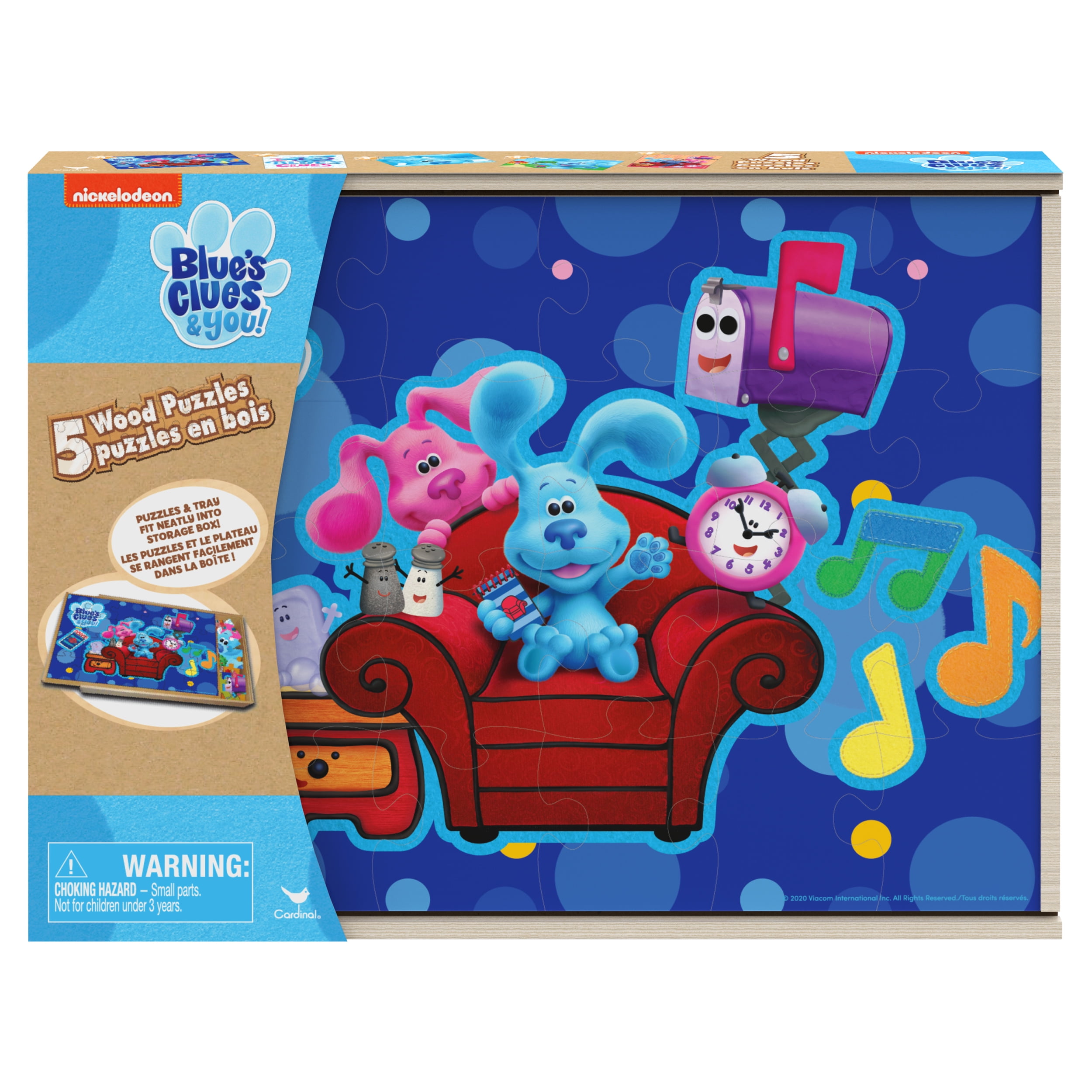 Nickelodeon Blue's Clues 5 Pack Wooden Puzzles with Storage Box 