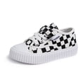thumbnail image 1 of Zapatos de lona a cuadros con tablero de ajedrez en blanco y negro para niños, zapatos casuales para niños y estudiantes, zapatos de tabla para niñas, zapatos de galleta transpirables, 1 of 5