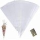 thumbnail image 1 of 100 Count Transparent Cone Bags, 25x13cm Cellophane Sweets Packaging with Twist Ties for Candy and Snack Storage, 1 of 5