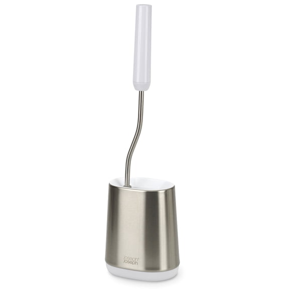 Joseph Joseph Duo Slim Stainless Steel Slim Freestanding Toilet Brush and Holder Set – Rust-Resistant Bathroom Cleaning Tool with Holder, Space-Saving Design, Durable Bristles for Home & Apartment