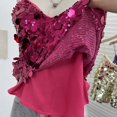 thumbnail image 6 of Yvsxxv Rose Red Fish Scale Sequin Tank Top V Neck Cami Vest 1Pc, 6 of 7