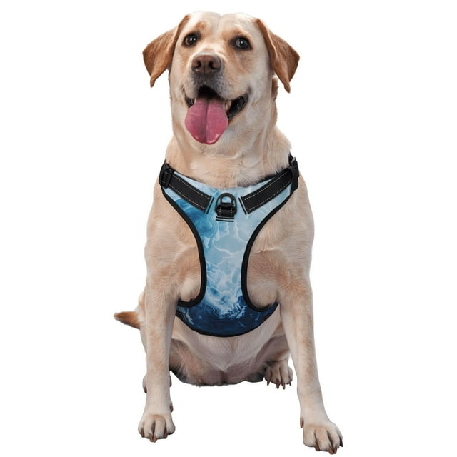 Kdxio Abstract Ocean Waves Print No Pull Dog Harness Adjustable Reflective Oxford Easy Control Medium Large Dog Harness for Training and Everyday-Medium