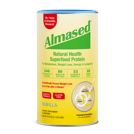 Almased High-Protein Formula - Almond Vanilla 17.6 oz Pwdr