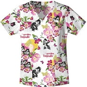 Chip and Dale Garden Print Shaped V-Neck Scrub Top