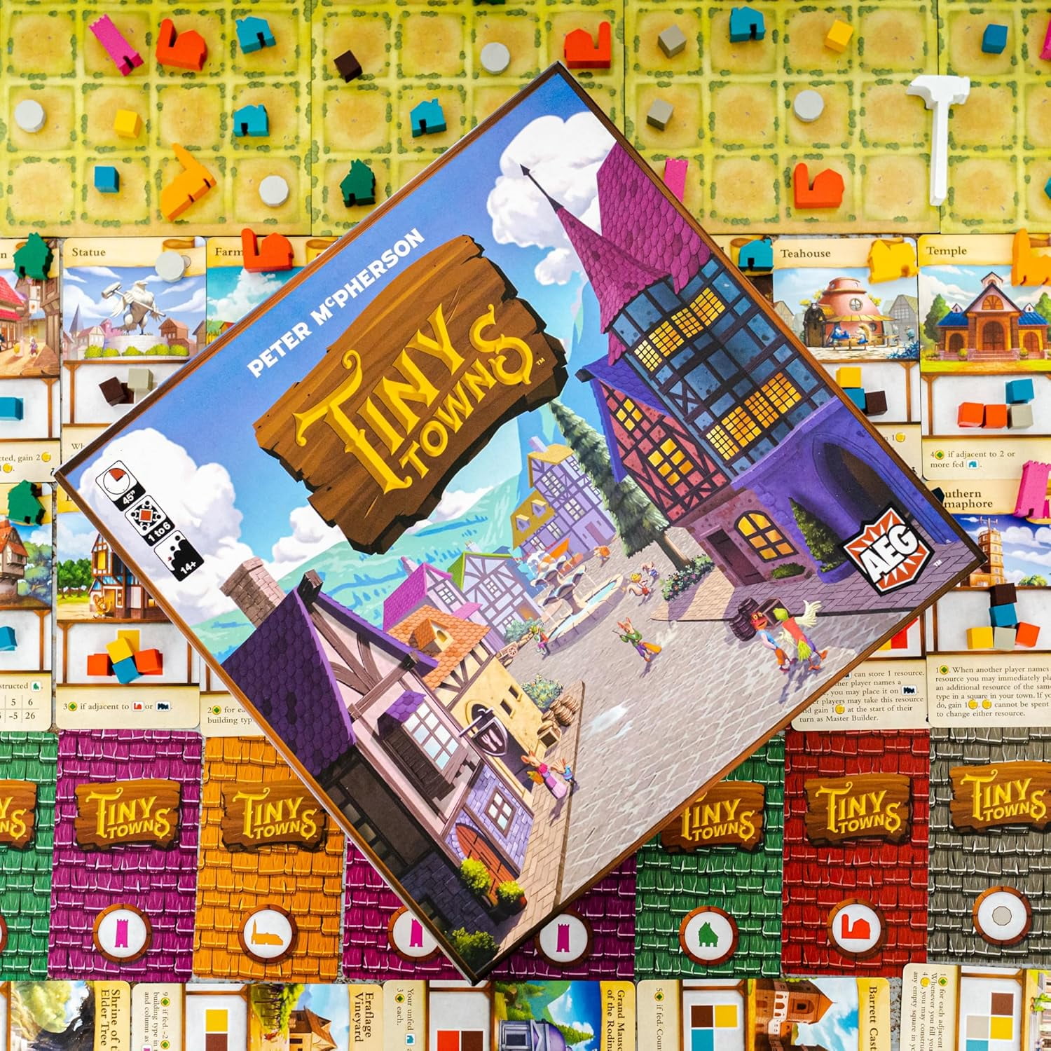 AEG Tiny Towns -  Strategy Town Building Board Game, Ages 14+, 1-6 Players, 45 Min