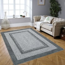 Tzou Modern Braid Print Washable Area Rugs 8x10ft with Anti-Slip TPR Back, Ultra-Thin Carpet for Living Room Bedroom Dining Room