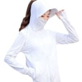 thumbnail image 2 of Women's UPF 50+ Sun Protection Hoodie Jacket Lightweight Long Sleeve Sun Shirt for Women with Pocket Hiking Outdoor Breathable And UV-Protective White M, 2 of 6