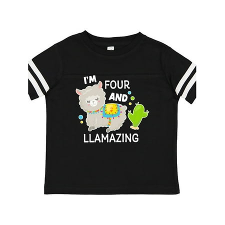 

Inktastic Im Four and Llamazing with Llama and Cactus Gift Toddler Boy or Toddler Girl T-Shirt