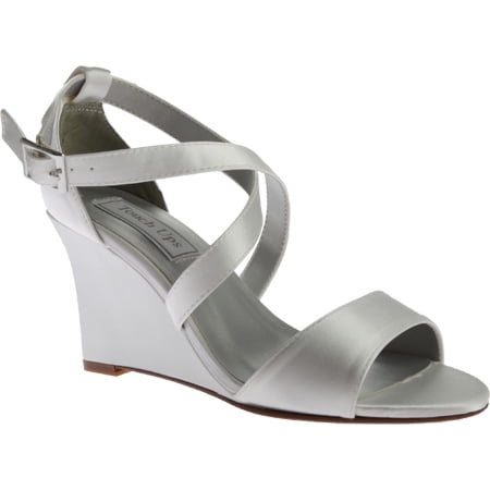 

Women s Touch Ups Jenna Wedge Sandal White Satin 7 M