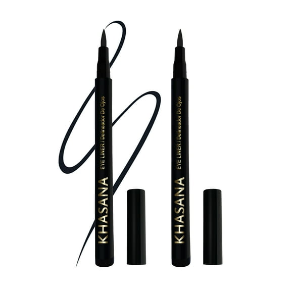 Khasana Ultra Advanced Liquid Eyeliner, Waterproof & No Skip Formula, 24 Hrs -Stay All Day, 2X The Intensity - Soft & Precise Tip, Quick Dry & Smudge Resistant, Vegan. Pack of 2
