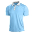 thumbnail image 4 of Bibifish Mens Polo Shirts Light Blue Body White Lapel Collar Button Placket Shirts Mens Spring Summer Basic Daily Tops, 4 of 4
