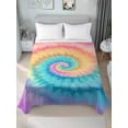 thumbnail image 2 of Full Size Flat Sheet Only, Colorful Tie Dye Soft Brushed Microfiber Bed Sheets, Rainbow Ombre Abstract Pattern Art Hotel Quality Breathable Bedding Top Sheet, Easy Care, 66"x102", 2 of 9