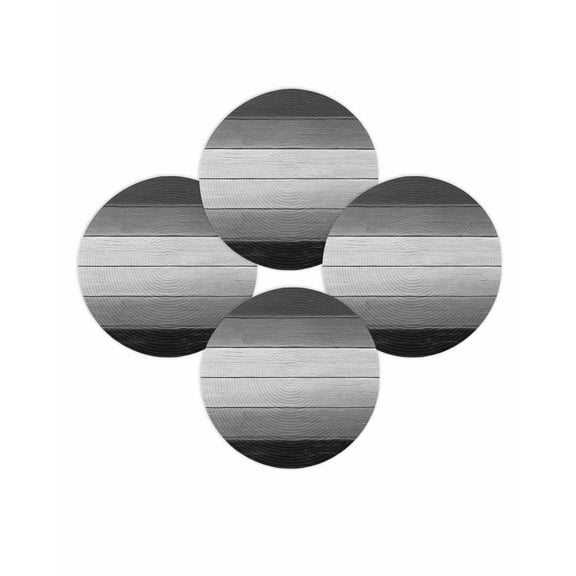 Round Placemats Set of 4 Black Wood Grain Place Mats Washable Woven Placemat Grey Gradient Wooden Circle Braided Table Mat for Kitchen Dining Table Party Home Decor 15 Inch