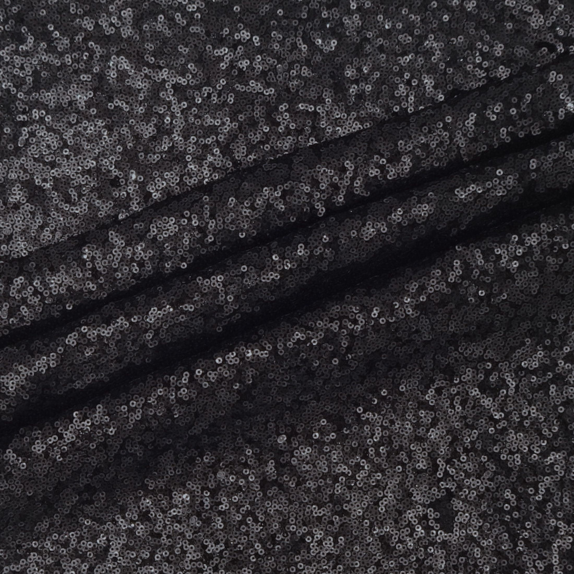 Hello Hobby 43” x 72” 100% Polyester Sequin 2 Yard Precut Fabric, Black, 43" Wide for Sewing & Crafting