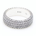 thumbnail image 2 of Anillo de plata con pavé de tres filas eterno bañado en plata, anillo de diamantes de lujo a la moda, regalo de poder para el dedo para mujeres, 2 of 5