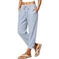 thumbnail image 2 of Bnwani Pants for Women, Fashion Wide Leg Elastic Waist Drawstring Causal Pants, 2 of 8