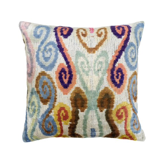 Valentine Silk Velvet Ikat Pillow, 20" X 20" Case Only