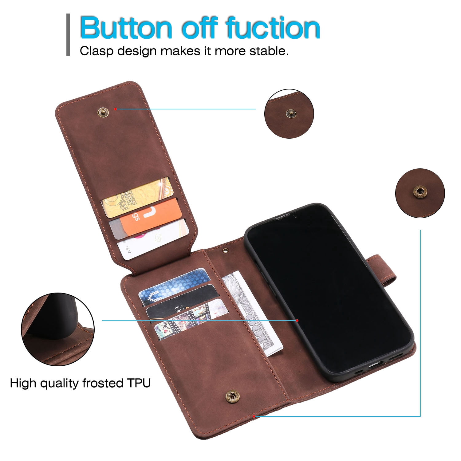 ETFAST Wallet Card Slot Flip Zipper Leather Phone Case For Samsung Galaxy S24 Ultra S24Plus S23 Ultra S23Plus S23FE S22 Ultra S21 Ultra S20 S10 S9 Leather Phone case