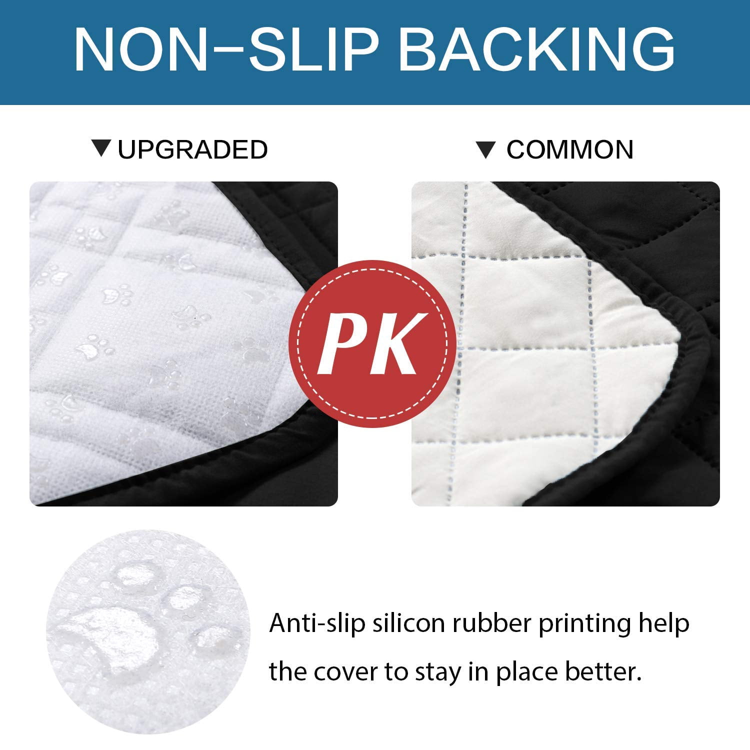 PrimeBeau 1-Piece 100% Waterproof Reversible Quilted Loveseat Pet Cover Protector, Black