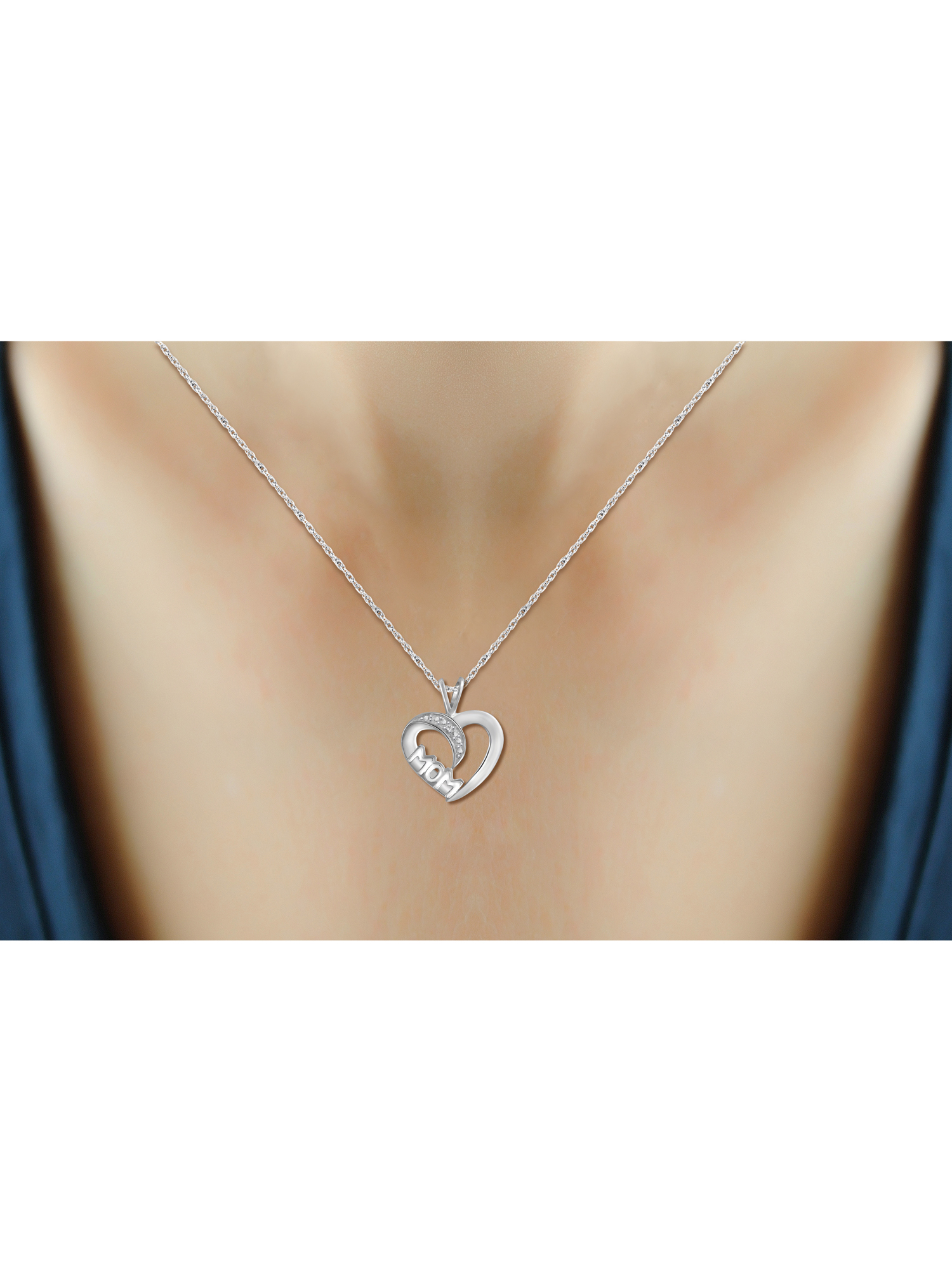 White Diamond Accent Sterling Silver Mother Heart Pendant - image 3 of 5