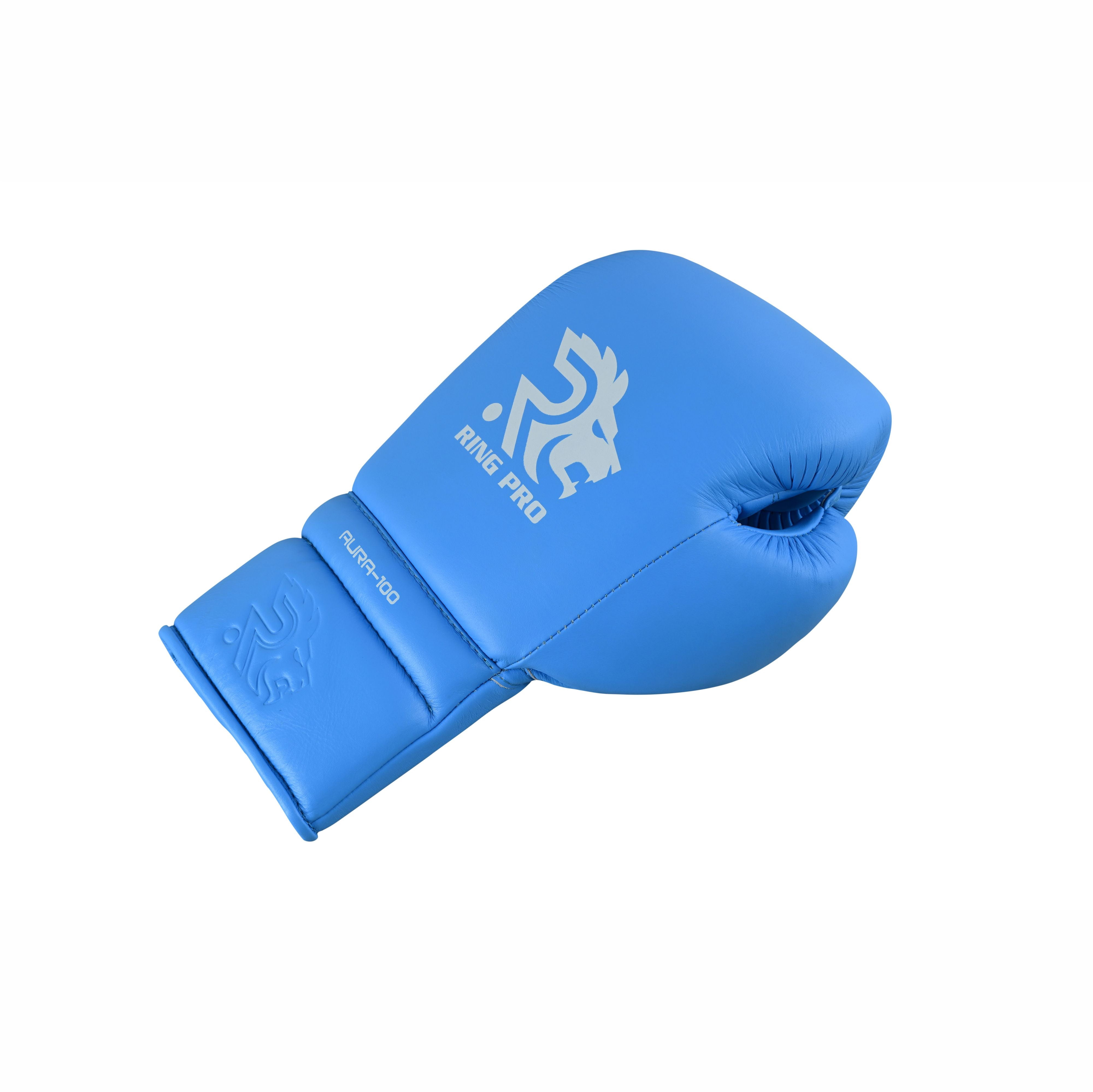 Ring Pro Sports Aura-100 Series Boxing Glove Made of Genuine Cowhide Leather for Boxing & MMA - Cyan 12 oz