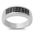 thumbnail image 1 of Black Cubic Zirconia Ring .925 Sterling Silver Thumb Band Jewelry Female Male Unisex Size 12, 1 of 4