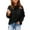 Black, variant on Women's Cowl Neck Hoodie, Women Solid Casual Hooded Sweatshirts Loose Fit Lightweight Fall Blouses Tops with Pockets