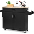thumbnail image 1 of Costway Carro de Cocina con Ruedas de Goma Armario Grande y Repisa Regulable en 3 Posiciones Negro 116 x 40 x 85 cm, 1 of 10
