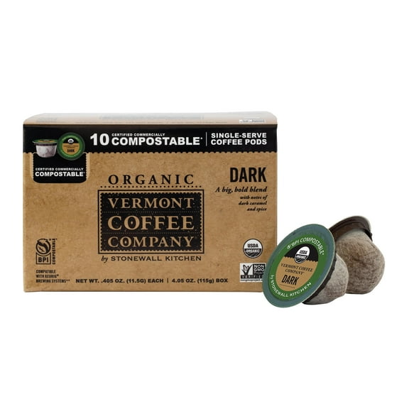 Vermont Coffee Company Dark Roast Coffee, K-Cup Coffee Pods, 10 count, Made in the USA