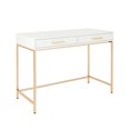 thumbnail image 1 of OSP Home Furnishings Alios Desk, White Gloss Finish with Gold Plated Base, 1 of 5