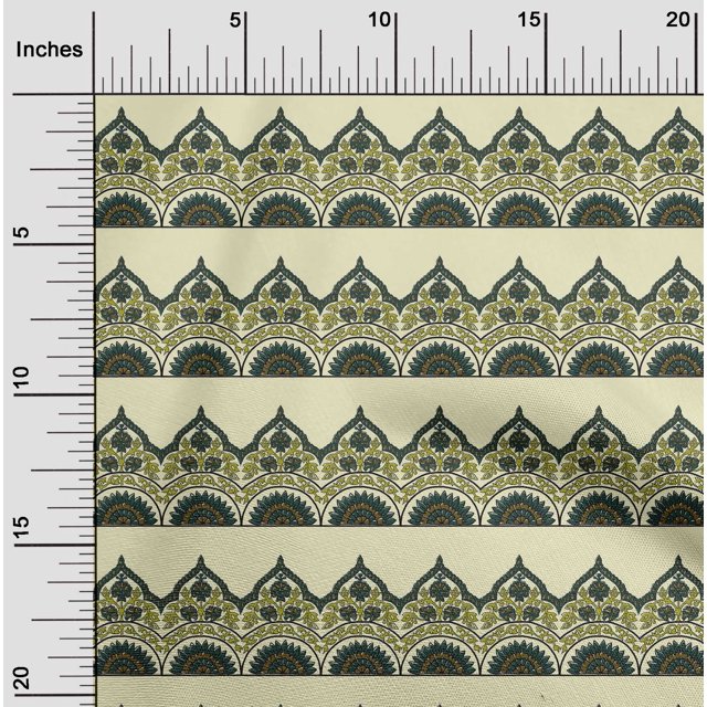 oneOone Organic Cotton Poplin Twill Fabric Leaves & Floral Block Print Fabric BTY 42 Inch Wide