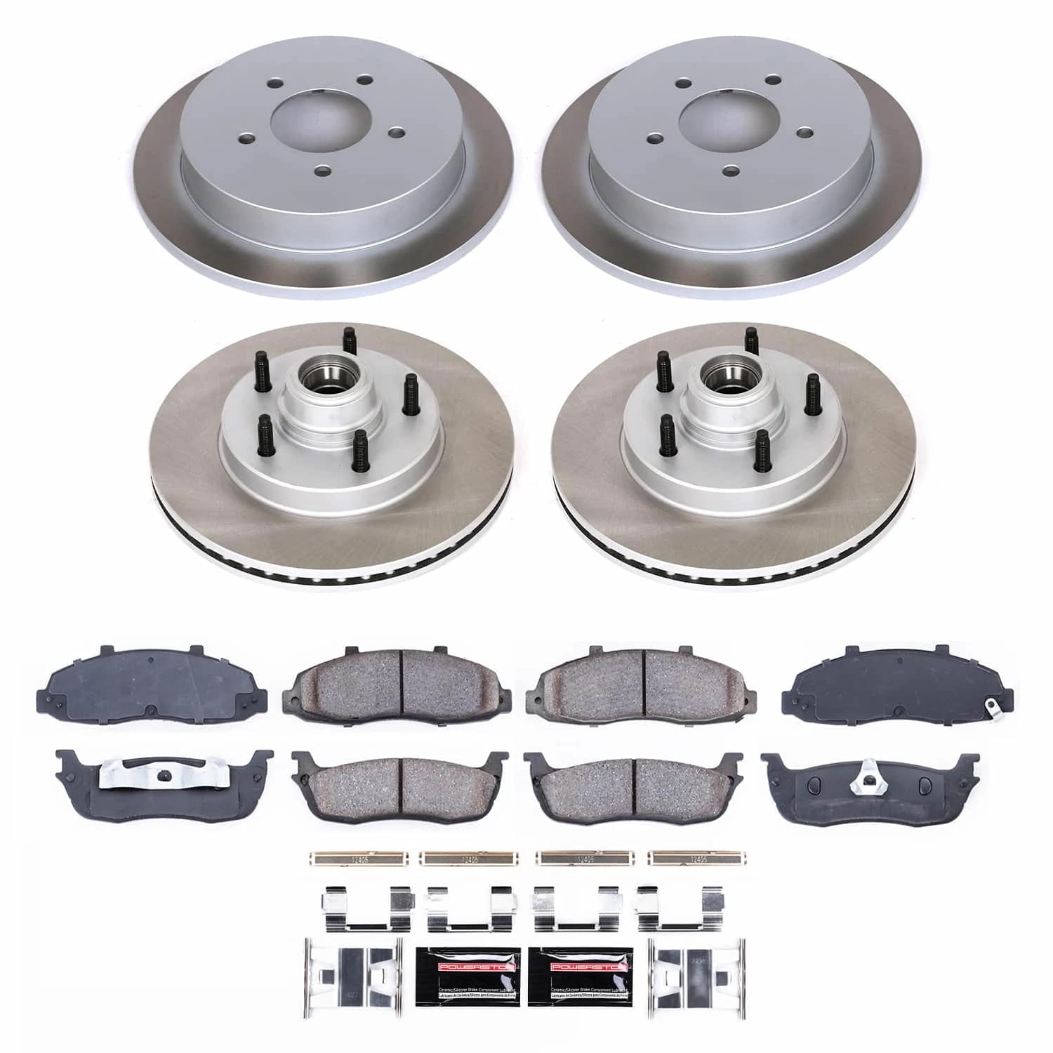 PowerStop Front and Rear Semi-Coated Rotor and Low-Dust Ceramic Brake Pad Kit SC1864