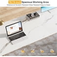 thumbnail image 4 of Finmind 78.74" Extra Long 2-Person Desk, Wooden Double Computer Table with Faux Marble Top, White & Gold, 4 of 7