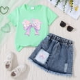 thumbnail image 2 of Toddler Baby Girls Summer Clothes Letter Short Sleeve T-shirt Top Shorts Sets Cute Newborn Infant Outfits 6M-3T Girls Summer Set 2-7 Years,6-7 Years, 2 of 3