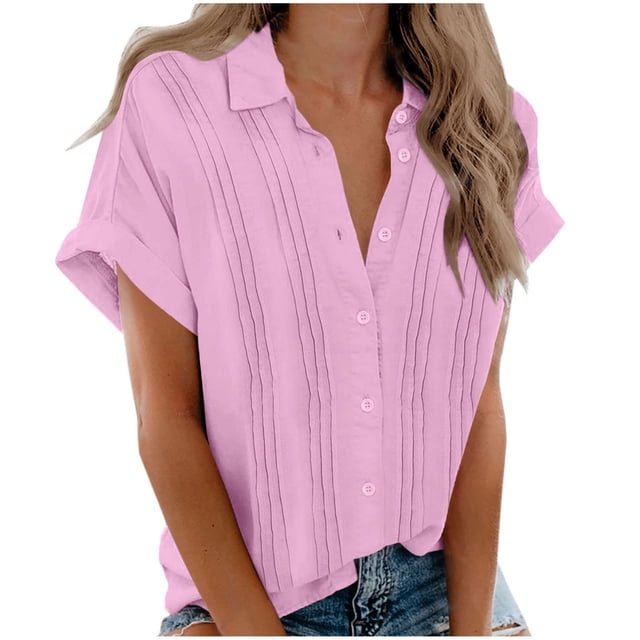Birdeem Fashion Woman Causal Button Solid Blouse Short Sleeve T-Shirt Summer Tops