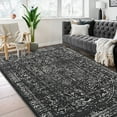 thumbnail image 2 of Hasoo 9' x 12' Area Rug for Living Room Boho Vintage Rug Non Slip Throw Rugs Floral Indoor Carpet, Black, 2 of 6