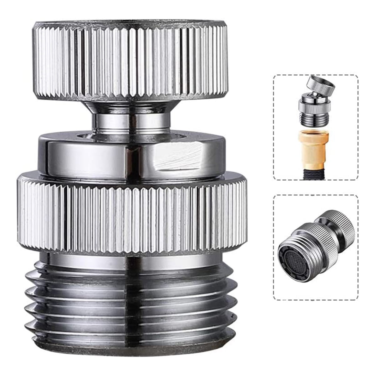 Swivel Faucet Adapter Kit,Brass 3/4Inch Garden Hose Adapter with