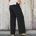 thumbnail image 7 of Women's Cotton Linen Wide Leg Palazzo Pants High Waisted Solid Color Loose Long Pants Casual Baggy Comfy Flowy Trousers, 7 of 7