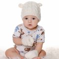 thumbnail image 4 of Gorro de invierno para bebé, gorro de lana con orejas pequeñas, guantes, conjunto de dos piezas con protección para las orejas y forro cálido, 4 of 6